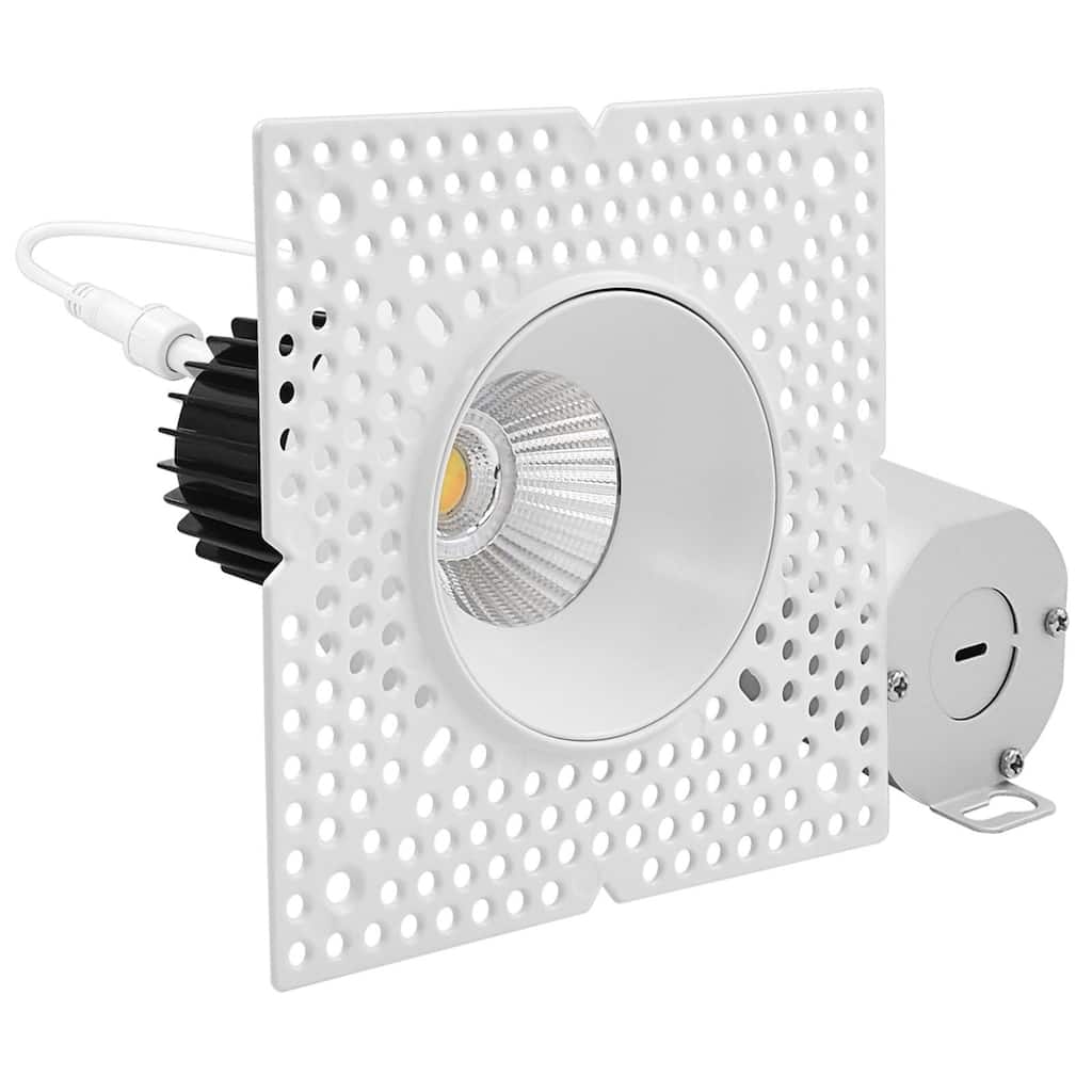 Luxrite 2" Push-n-Lock Trimless LED Recessed Light 12W 1000LM 5CCT 38° Dimmable Damp Rated IC Rated