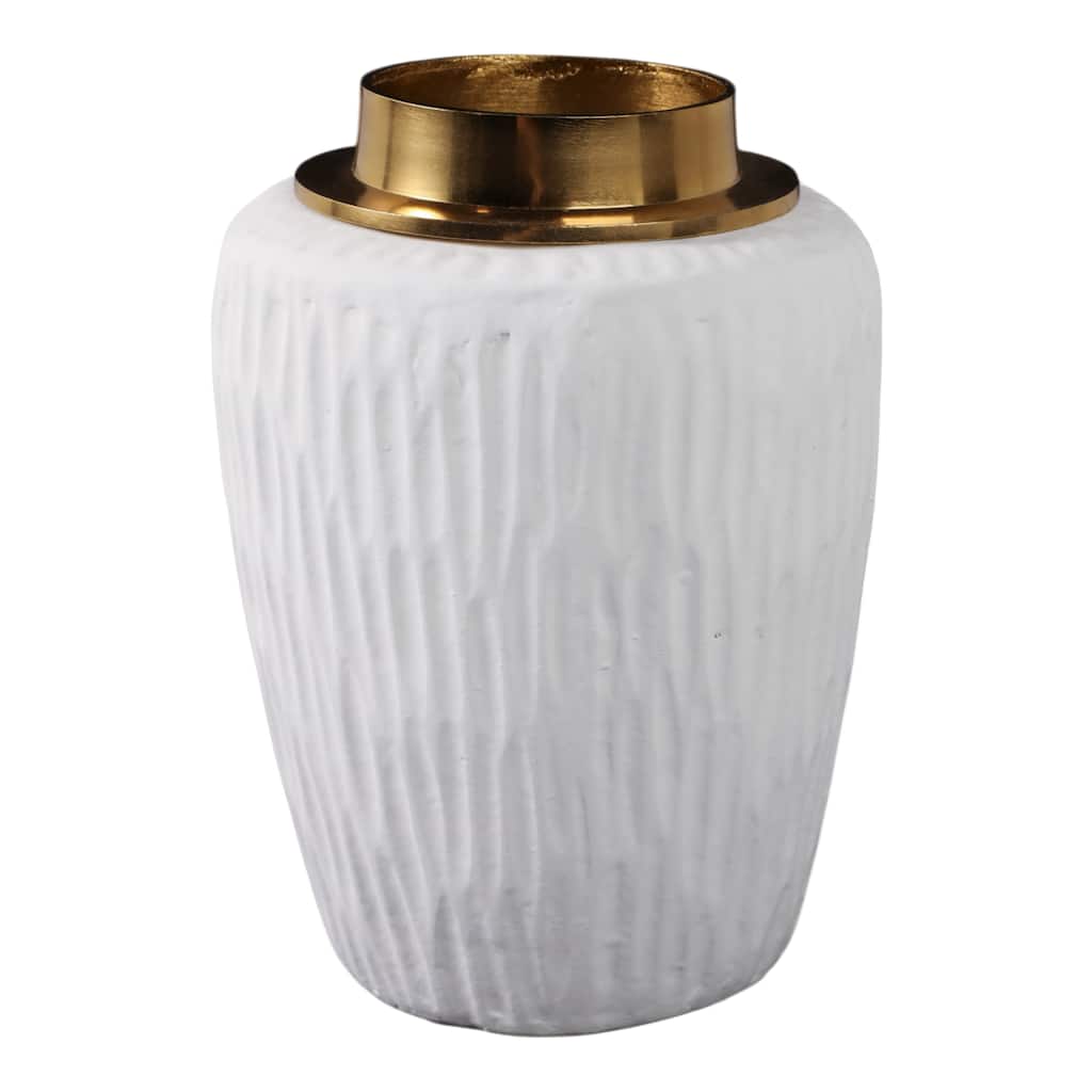 Pottery Metal Vase Earthenware Handcrafted Tapered Textured Surface