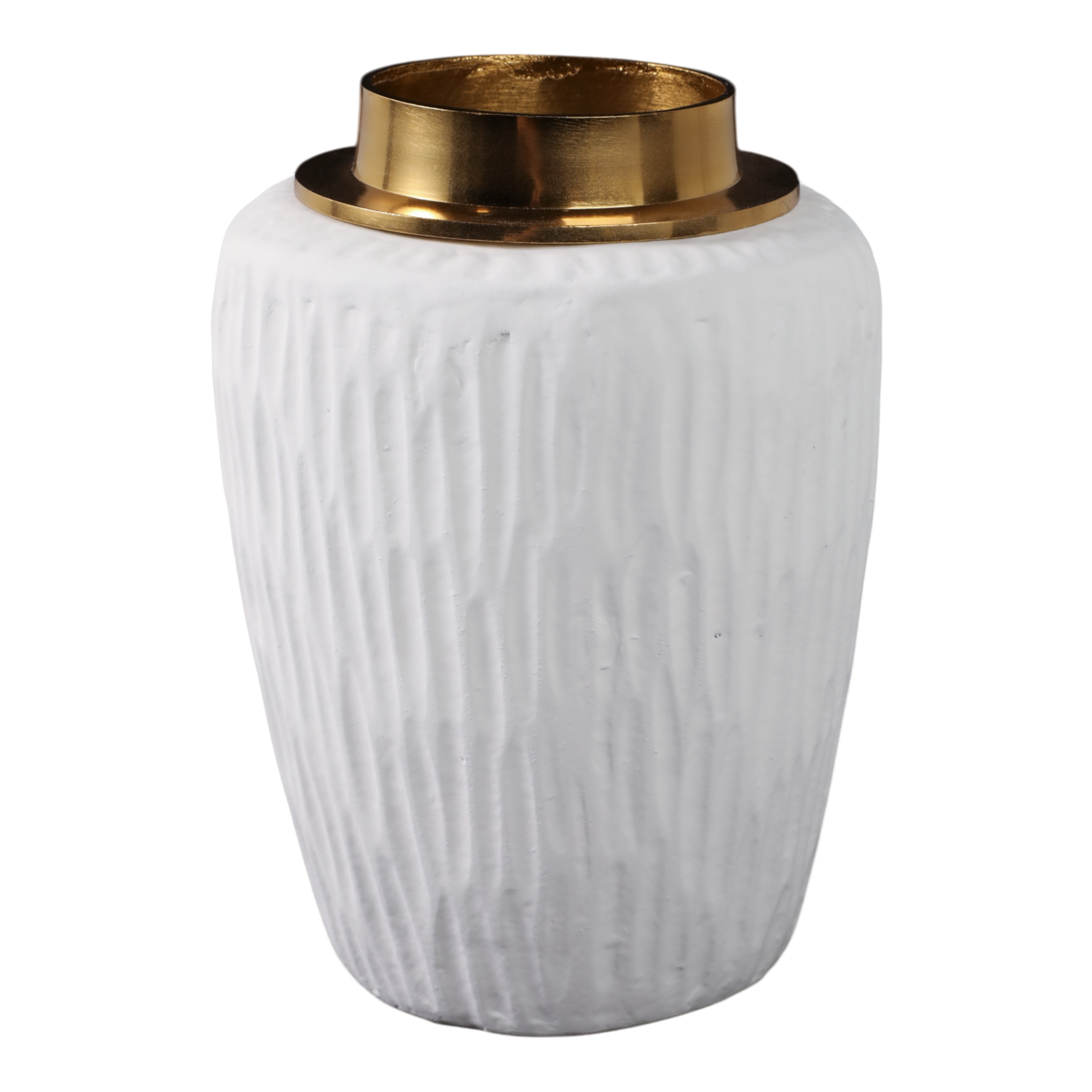 Pottery Metal Vase Earthenware Handcrafted Tapered Textured Surface