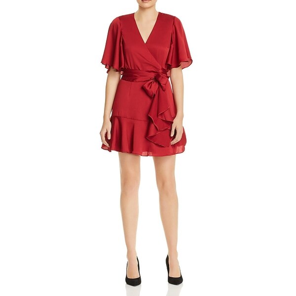 womens red wrap dress