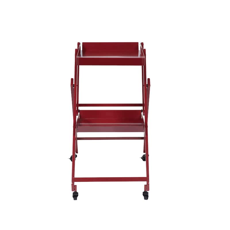 Zonnie Contemporary Steel 2-Shelf Folding Server Cart with Wheeled Base by Furniture of America