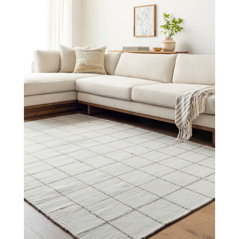 Livabliss Transitional Mardin Checkered Area Rug - 8' x 10' - White/Charcoal