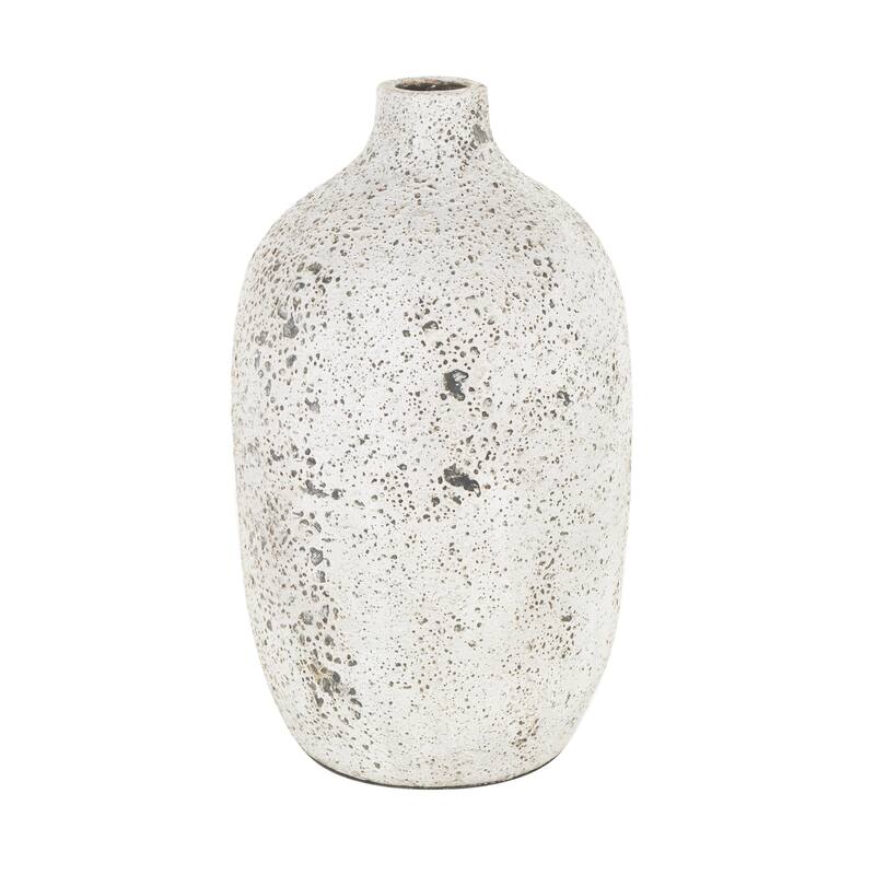 White Ceramic Antique Style Textured Decorative Vase