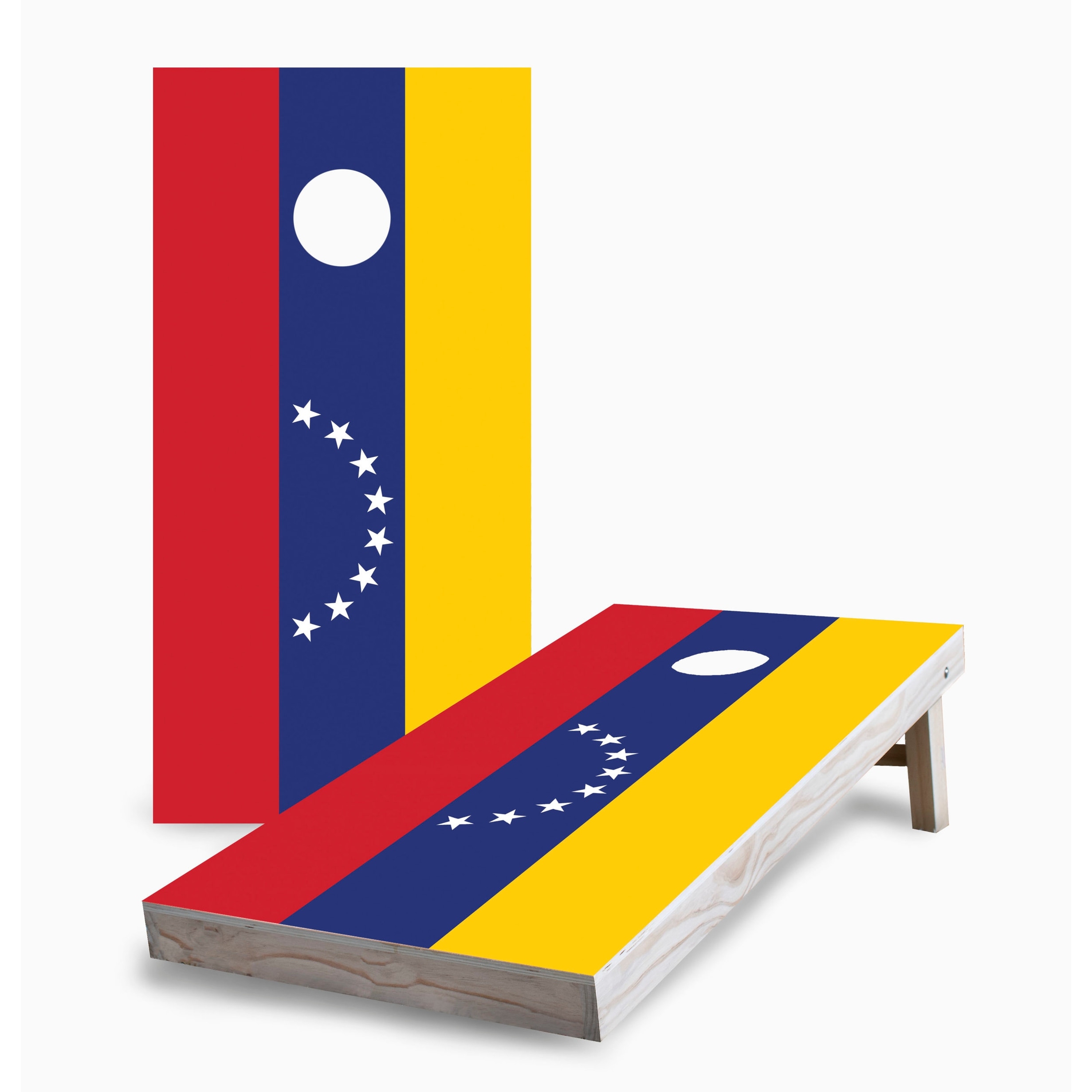Venezuelan Flag Corn Hole Board Set w Case & Lights
