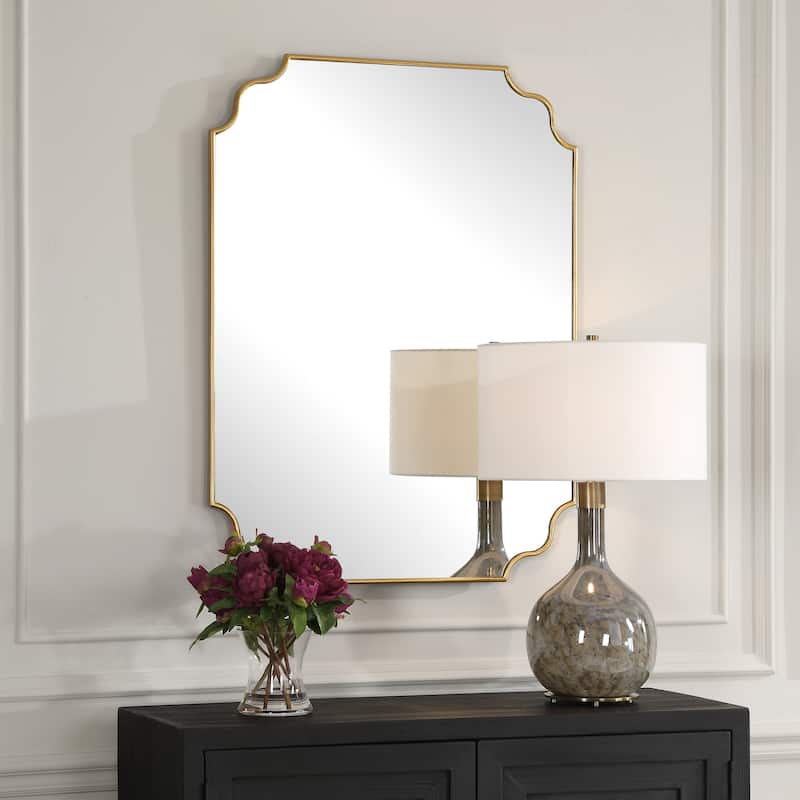 Curvy Framed Rectangular Vanity Wall Mirror - 42.5" - Antique Gold Finish