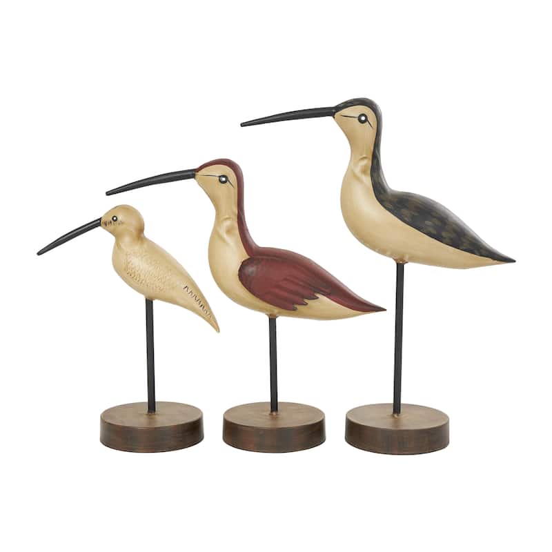 Metal Bird Decorative Sculpture with Round Bases - Set of 3 Brown - Roche River Decor - Brown