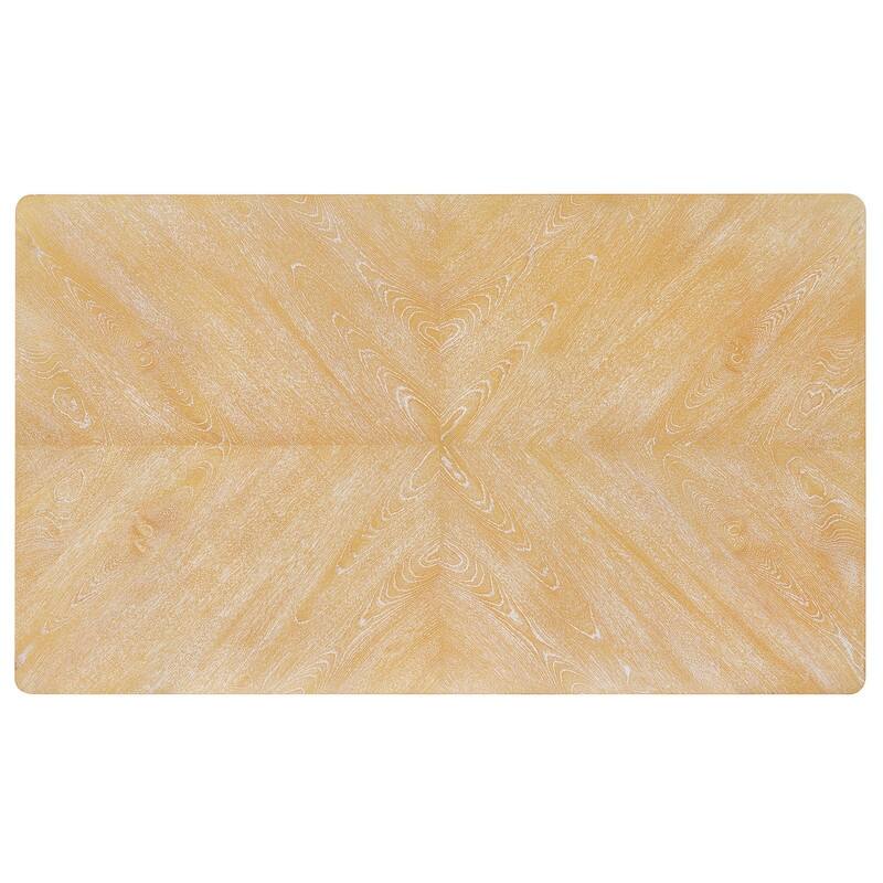 Retro Rubberwood Dining Table for 6, Minimalist Rectangular Kitchen Table