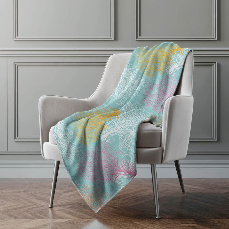 Premium Machine Washable ASB182 Coastal Coral Sherpa Throw Blanket