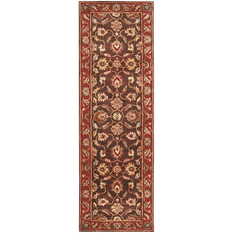 Livabliss Traditional Caesar Border Area Rug - 3' x 12' - Dark Brown