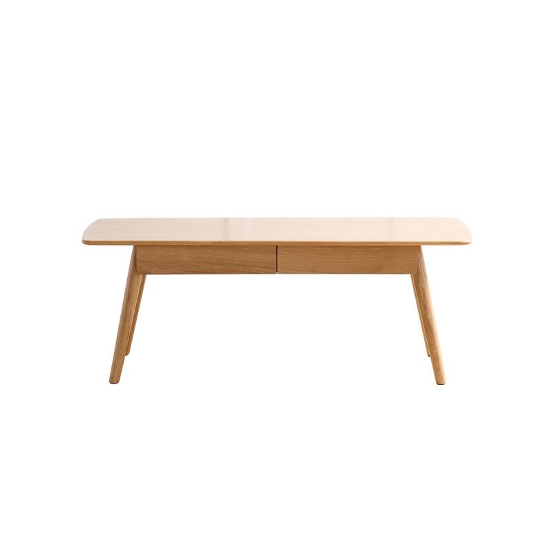 GDFStudio - Lupine Modern FAS-Grade Solid Oak Wood Coffee Table with Storage Drawers & Zhanchen's Varnish Finish - 47.24"L