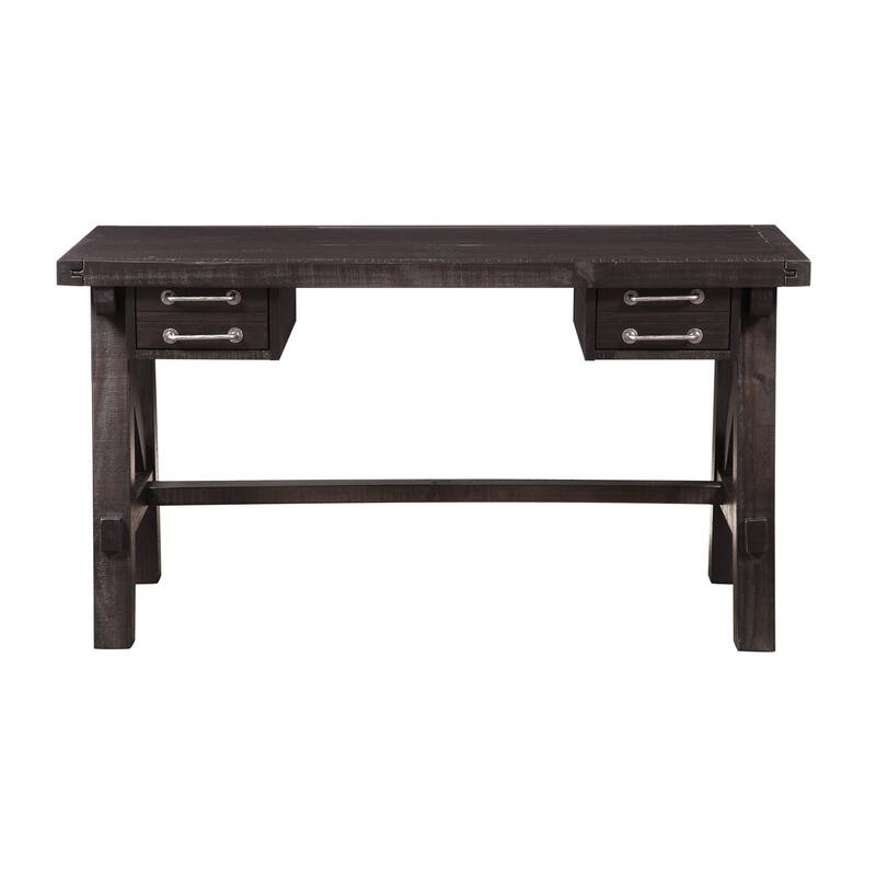 Wooden Desk with Sleek Drawer Storage and Crossed Side Bracing , Brown