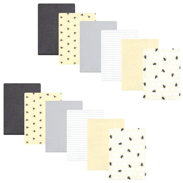 slide 1 of 1, Hudson Baby Flannel Burp Cloth 12pk, Honey Bee, One Size - Honey Bee - One Size One Size - Honey Bee