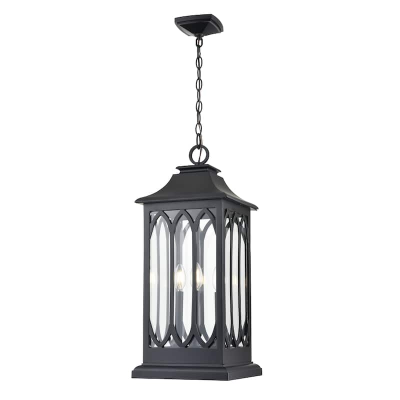 Mallorey 3-Light Outdoor Hanging Lantern Powder Coated Black - Powder Coated Black - Powder Coated Black