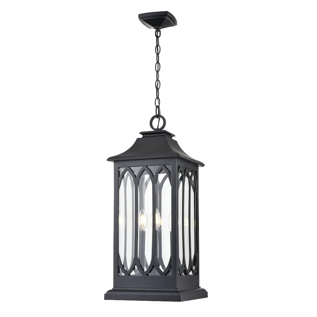 Mallorey 3-Light Outdoor Hanging Lantern Powder Coated Black - Powder Coated Black