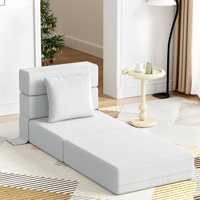 Corduroy Compression Convertible Folding Sectional Sofa
