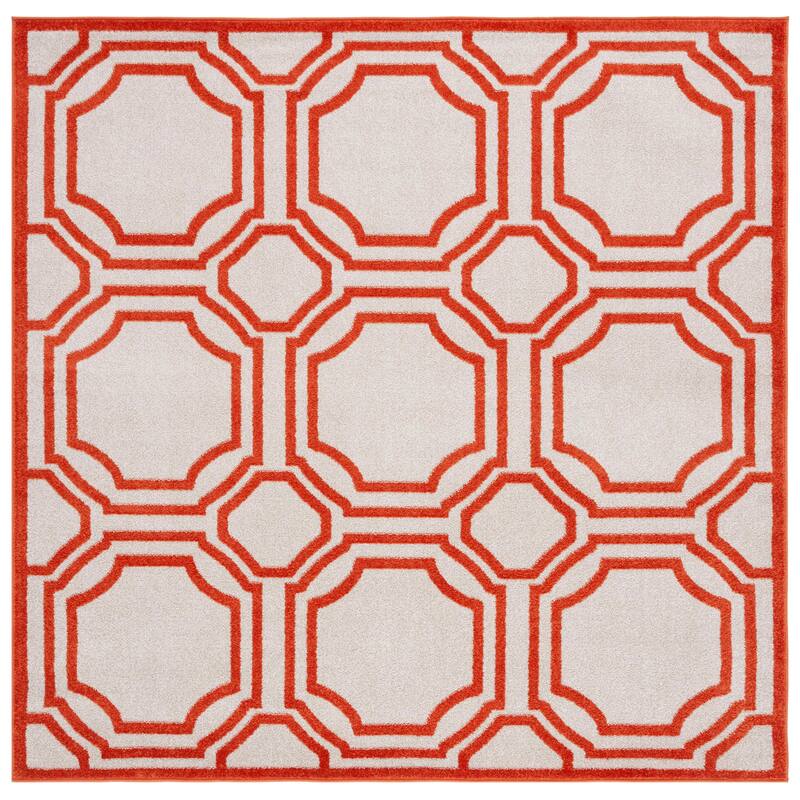 SAFAVIEH Amherst Aleksei Modern Rug - 7' Square - Ivory/Orange