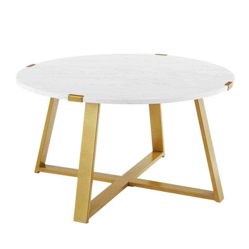 Ledel Modern Rustic Round Coffee Table Cocktail Table