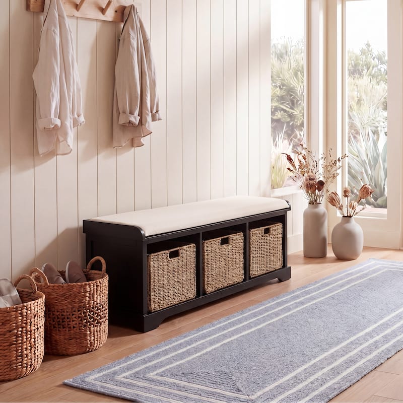 SAFAVIEH Eola Grey/ White Storage Bench - 47" x 16.1" x 19.9" - 47"W x 16"D x 20"H