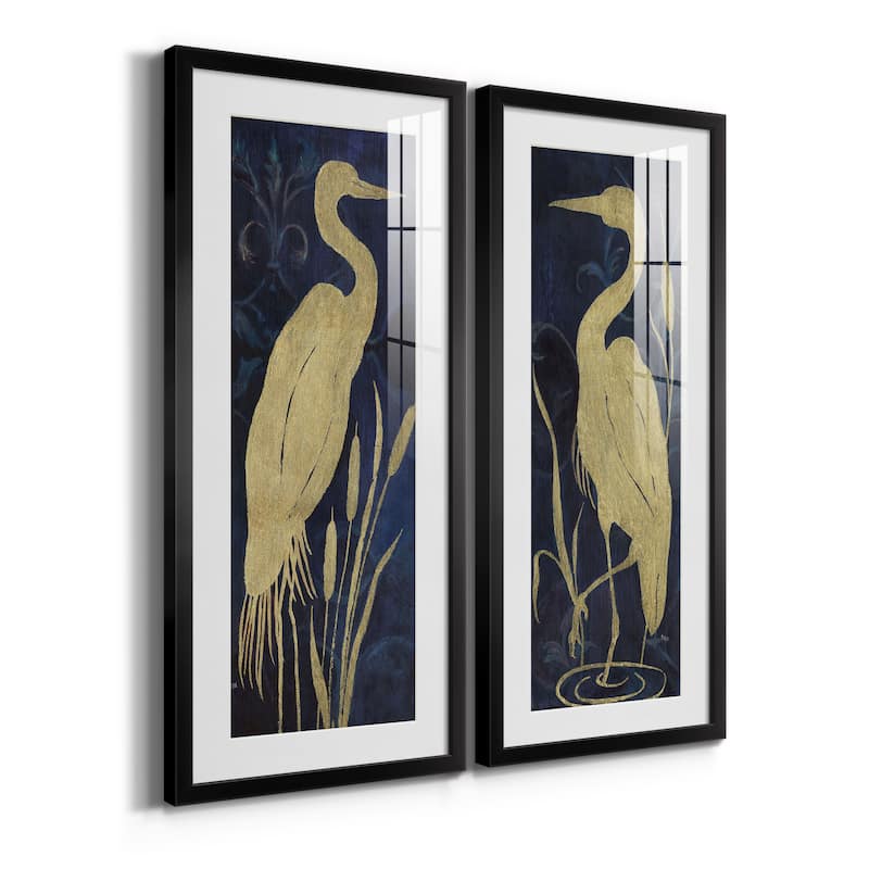 Egret on Indigo I-Premium Gallery Framed Print - Ready to Hang