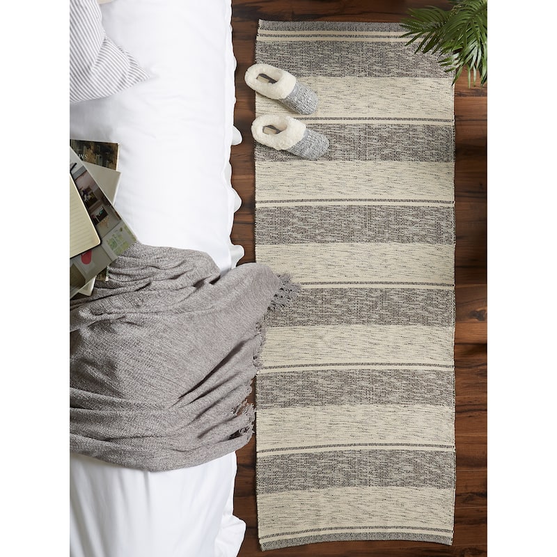DII French Blue Variegated Plaid Recycled Yarn Rug (Set of 2) - Big