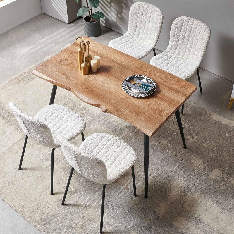 Howtai 47" Rectangle Home Kitchen Dining Table, Irregular MDF Tabletop - Brown