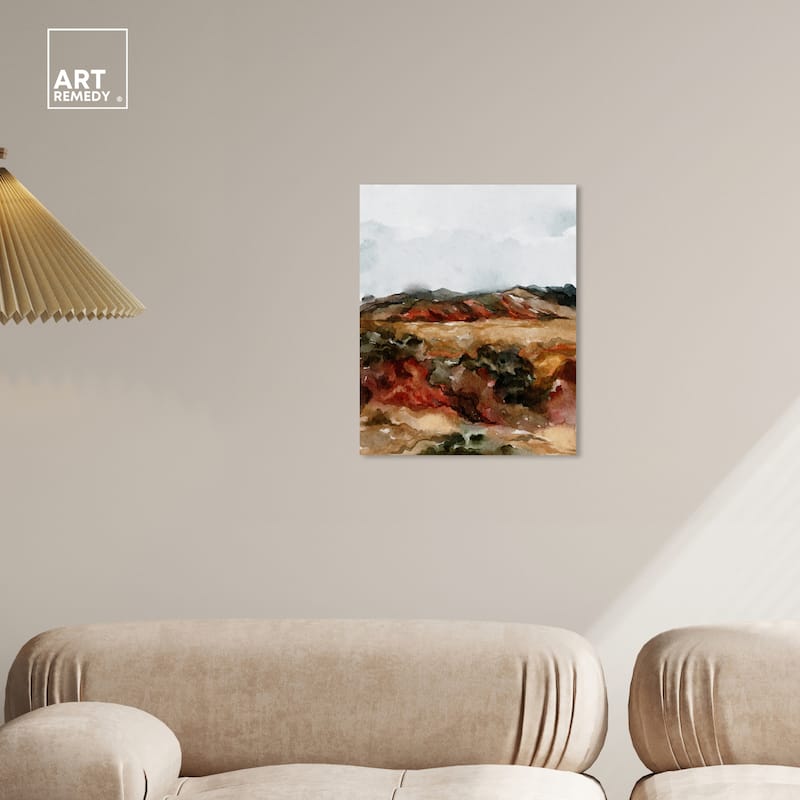 Art Remedy A Campfire Gallery Wrapped Landscape 1 Piece Canvas Wall Art Watercolor Style