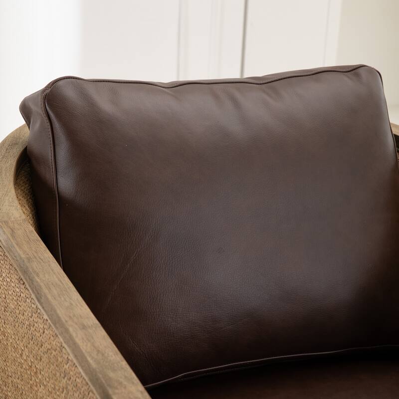 High Back 360 Degree Swivel Barrel Chairs, Leather Material Leisure Arm Chair Living Room Comfy Round Accent Sofa Chair