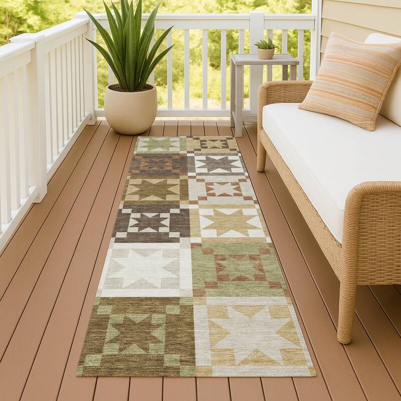 Machine Washable Indoor/ Outdoor Modern Newton Chantille Rug - Brown - 2'3" x 7'6"