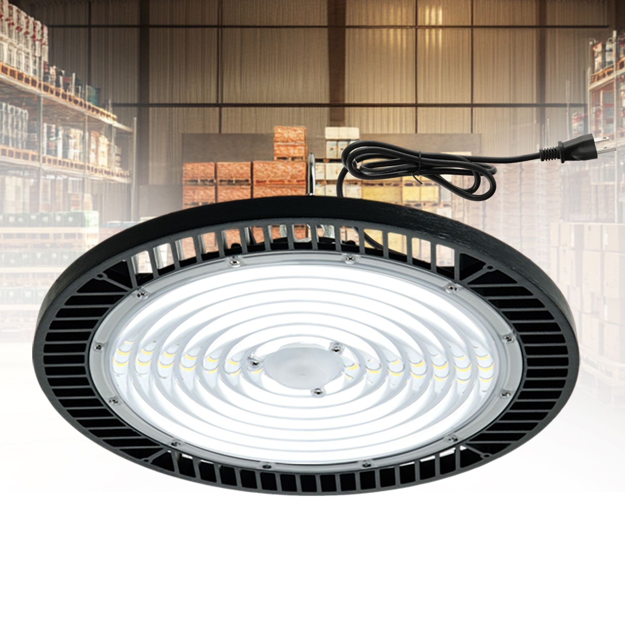 Ultra-Bright 300W UFO High Bay Light 13.6 Inch Dimmable Industrial Lighting For Warehouse, Workshop, Garage