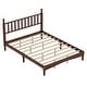 preview thumbnail 24 of 25, Queen Size Wood Platform Bed with Gourd Shaped Headboard, Retro Style Platform Bed with Wooden Slat Support, White