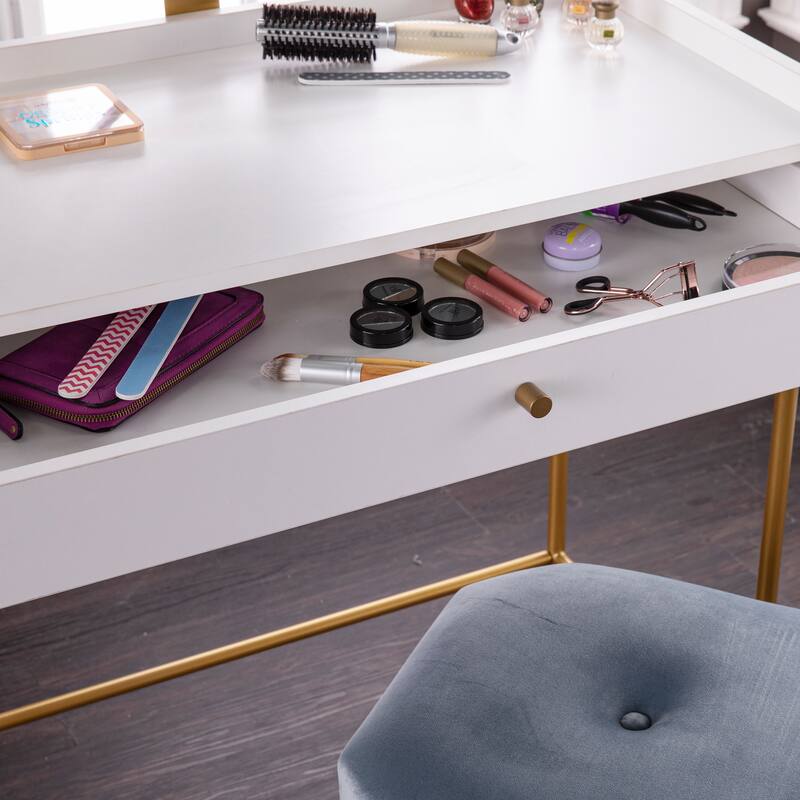 SEI Furniture Derwent Contemporary White Vanity Mirror