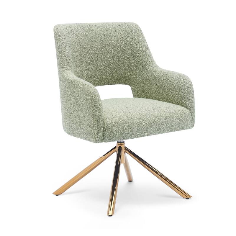 Boucle Polyester Upholstered Swivel Accent Chair - Stain Resistant - Sage Green