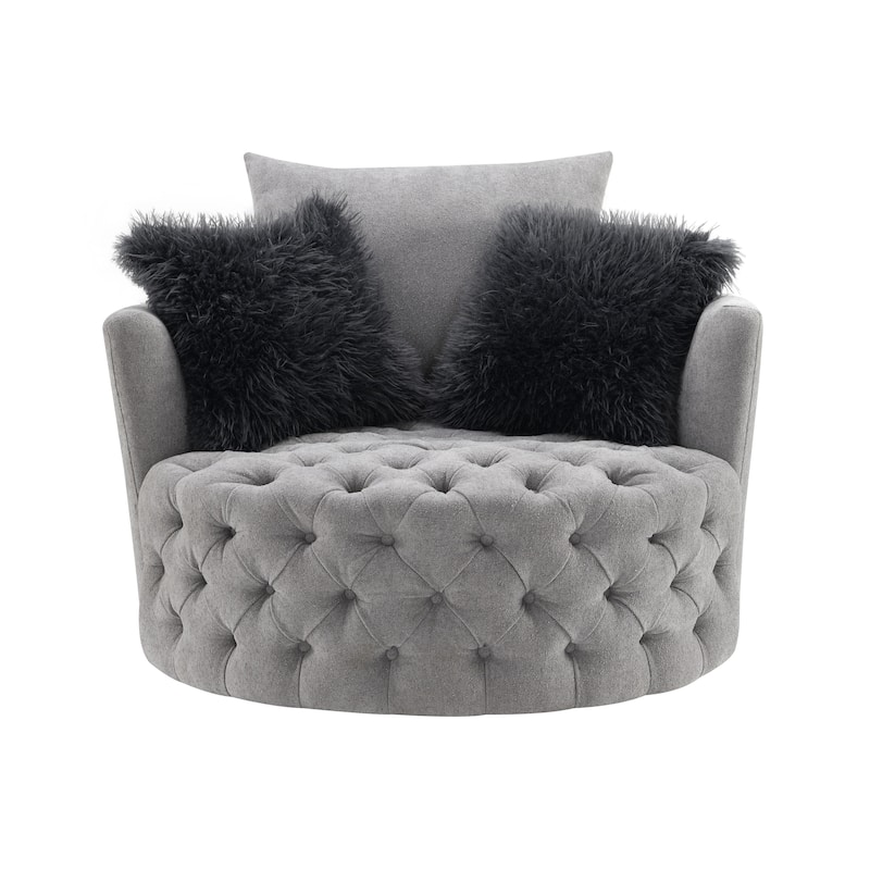 Furniture of America Arven Modern 45-inch Fabric Button Tufted Swivel Accent Chair