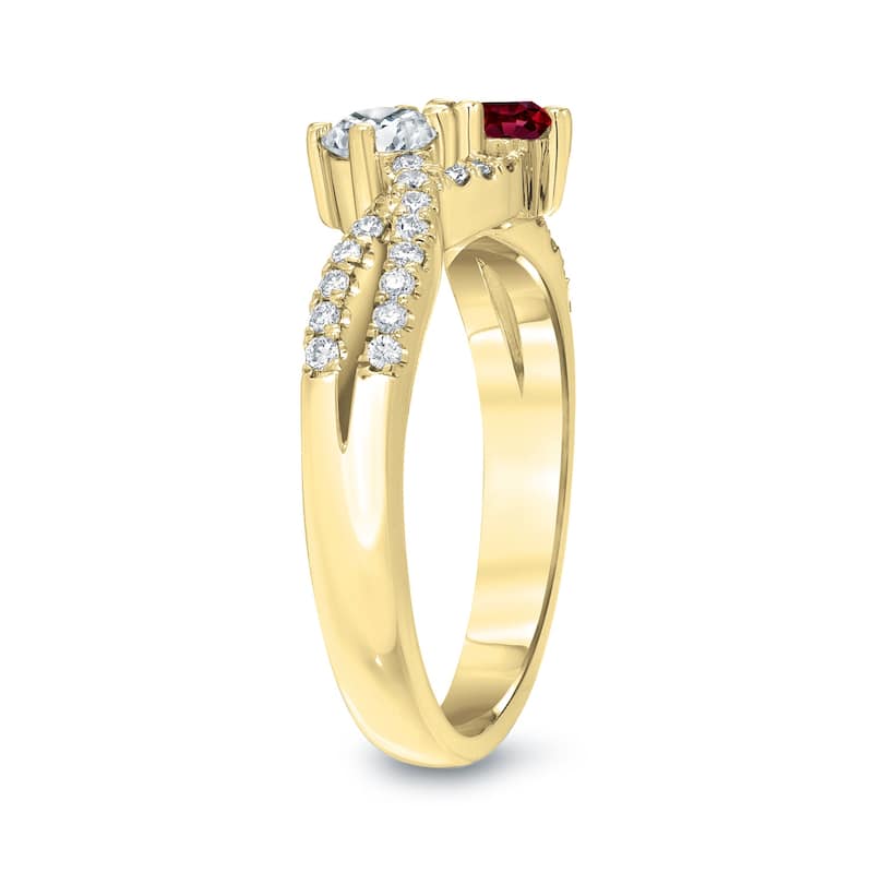 Auriya 14k Gold 2-Stone Ruby and Diamond Engagement Ring 1/2ct TGW 3/4ct TDW (G-H, SI1-SI2)
