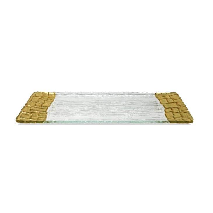 Glass Tray with Gold Foil Rim (2 Sizes) - Long