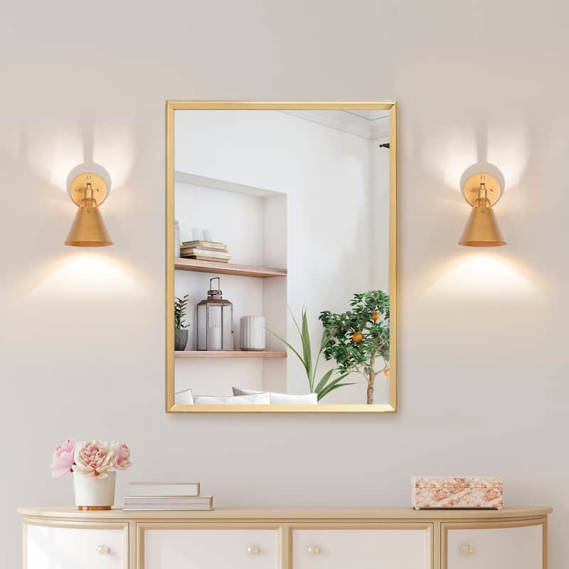 Dilley Modern Brass Gold 1-Light Metal Wall Sconce Cone Bathroom Vanity Lights - D6'' x H8.5''