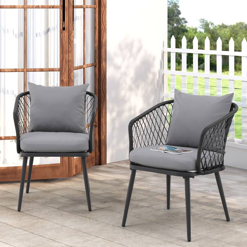 Outdoor 2 Piece Patio Chair Design with Wicker Dining Chairs