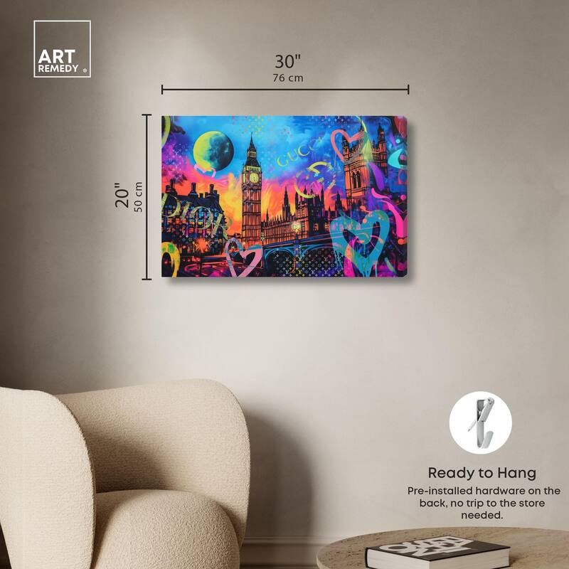 London Graffiti Canvas by Art Remedy, Gallery Wrapped