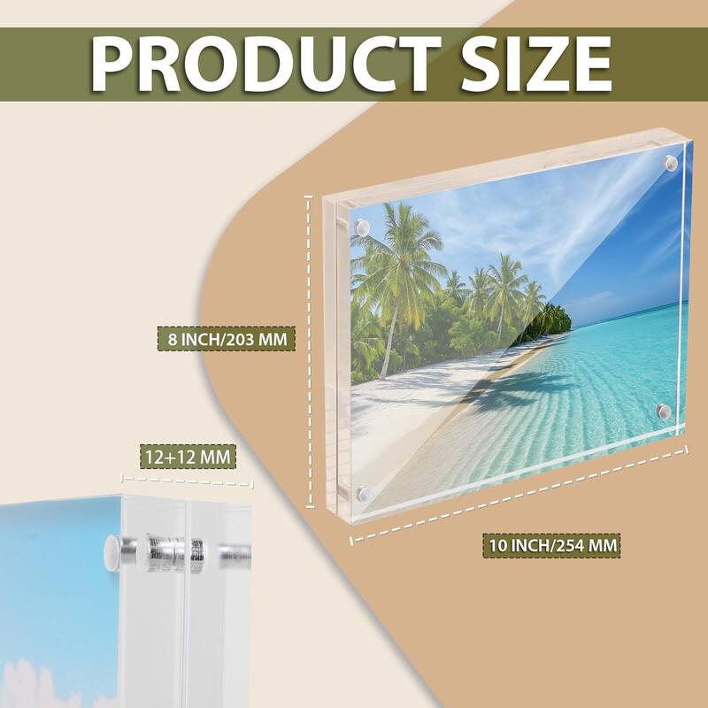 BP4U™ Magnetic Picture Frame, Double-Sided Tabletop Acrylic Picture Frame Freestanding for Desktop Display(3-Pack)