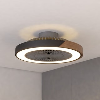 Everette 20 in. Matte Black Low Profile Flush Mount Ceiling Fan, RGBIC LED Light Kit and Remote, 6 Speed, Efficient DC Motor