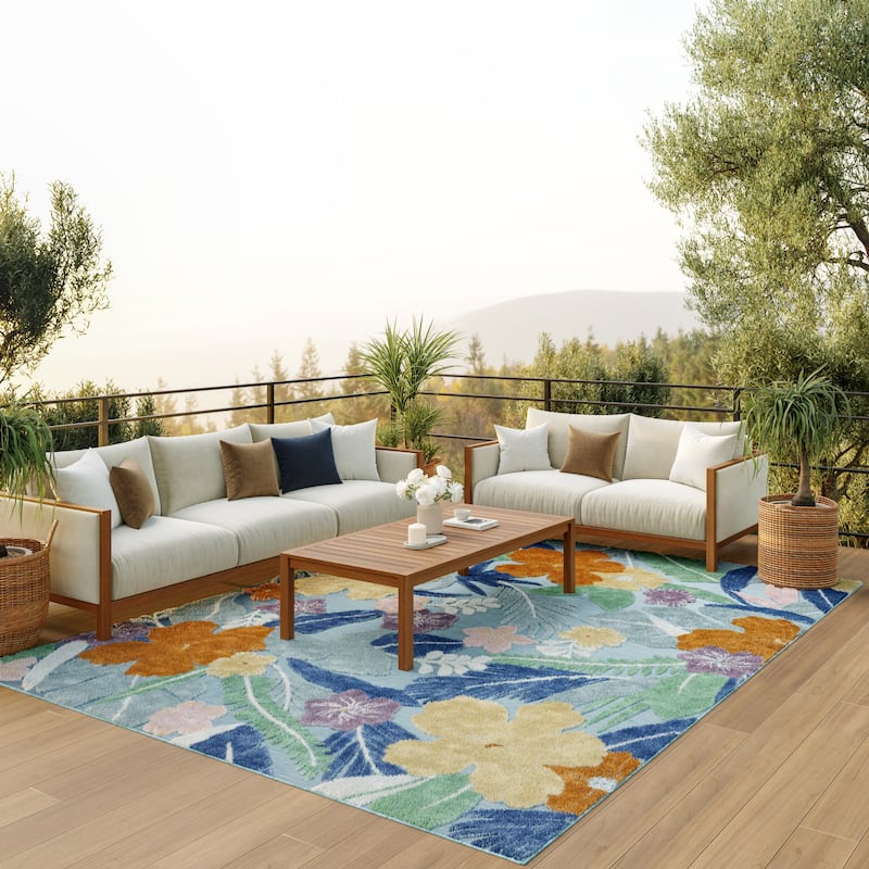 Nourison Suncoast Indoor/Outdoor Floral Area Rug.