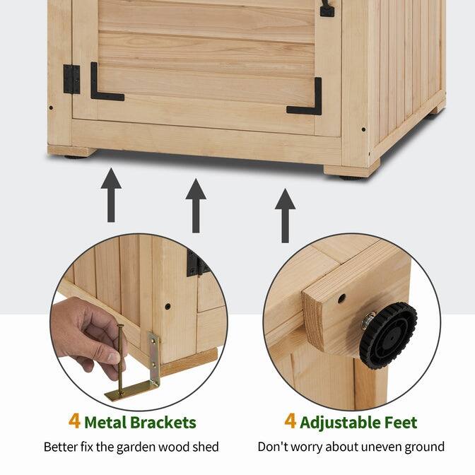 MCombo Outdoor Storage Cabinet Shed, Garden Tool Shed with Removable Shelf,Wooden 0786