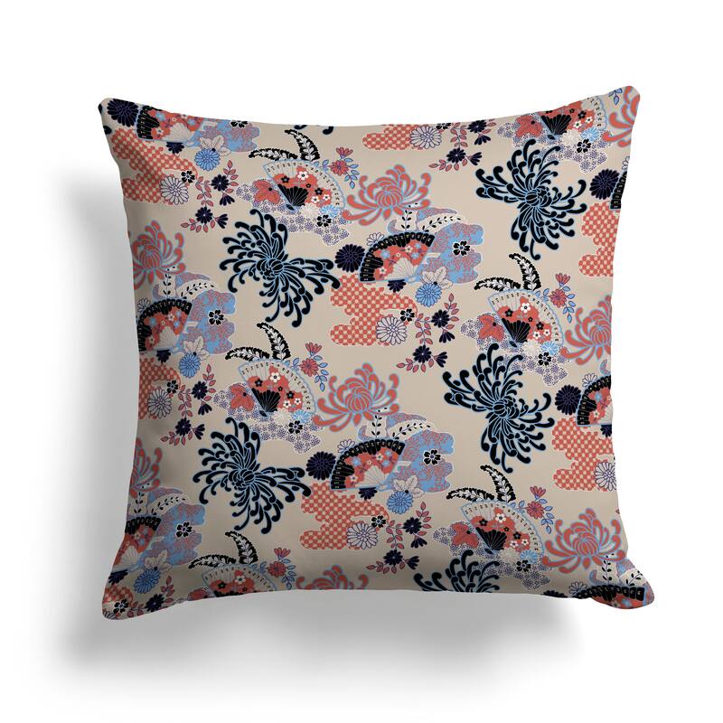 Checkered Waves Faux Suede Pillow With Removable Cover in Orange Blue Black - 20" x 20"