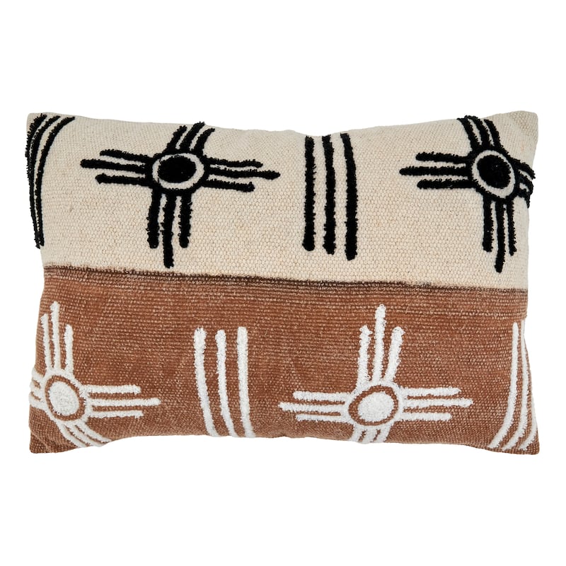Printed and Embroidered Pillow with Two-Tone Design