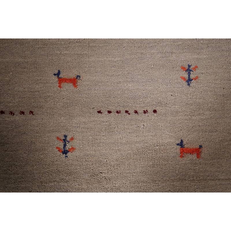 Beige Gabbeh Indian Area Rug Handmade Wool Carpet - 4'7"x 6'6"
