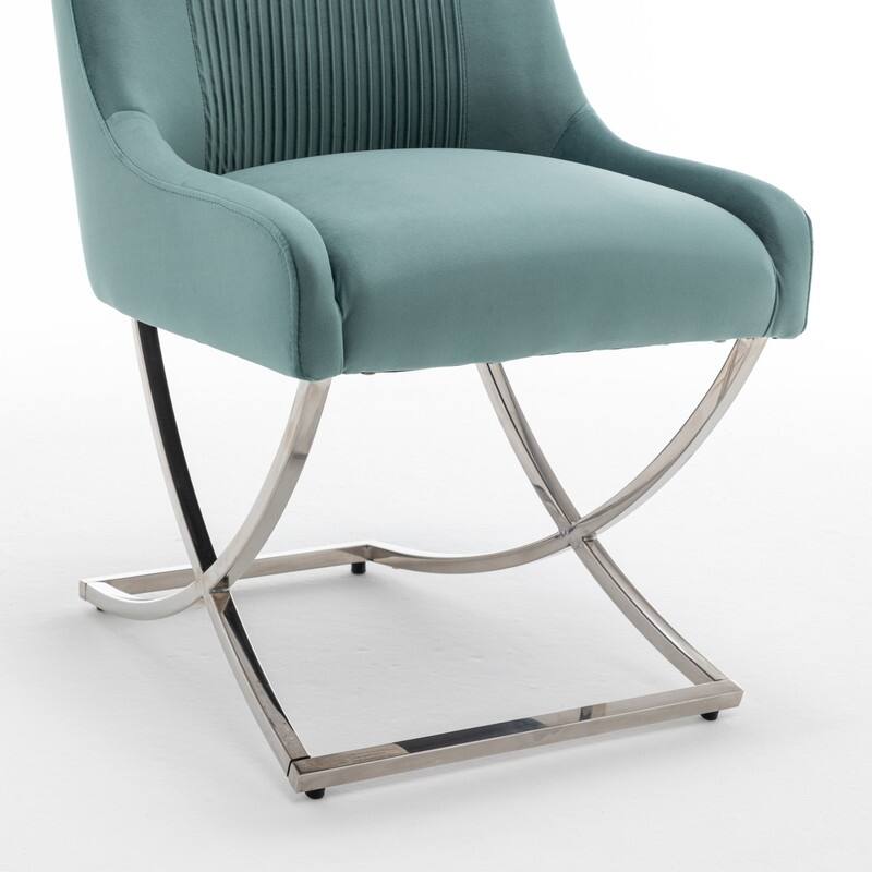 Modern Contempoary Velvet Dining Chair Set of 2 with Metal Frame Legs and Back Pull