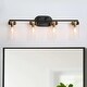preview thumbnail 16 of 19, Modern Black Gold 1/2/3/4-Light Linear Bathroom Vanity Light Glass Wall Sconce 4-Light