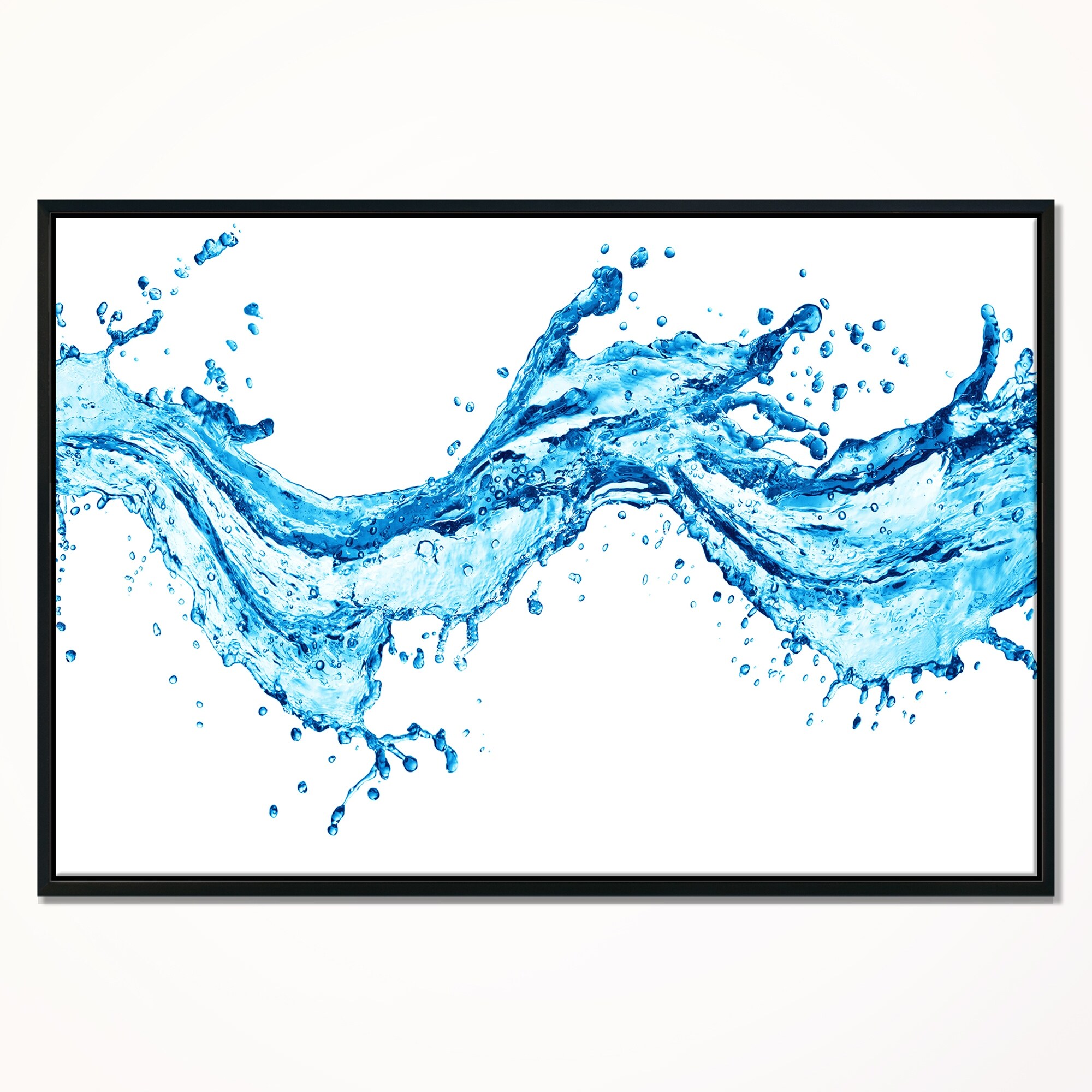 Shop Designart Blue Water Splashes Abstract Framed Canvas Art