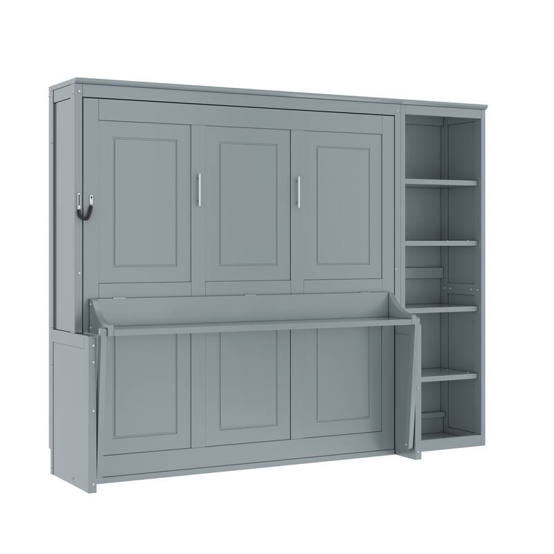 Space-Saving Murphy Bed with Integrated Desk and Bookshelves by Harper&Bright Designs