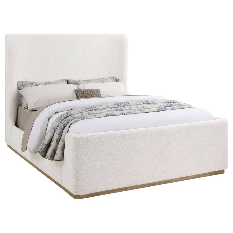 Nala Contemporary Boucle Upholstered Sleigh Bed Cream